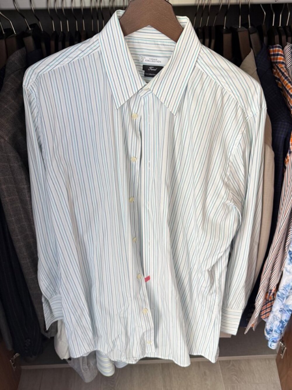 Versace Collection White/Blue Striped Dress Shirt – Trend Fit – 43/17
